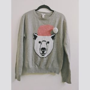 Forever 21 Polar Bear Sweater Gray Women's Size M